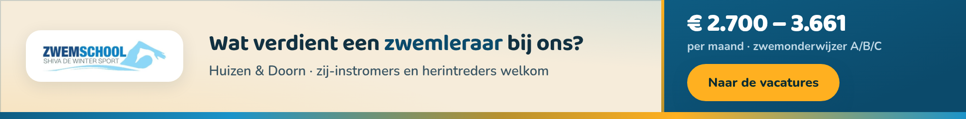 Zwemschool De Winter Sport — wat verdient een zwemleraar bij ons?